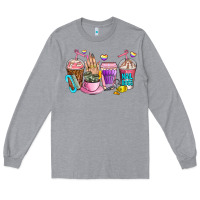 Heather Grey nail art  coffee cups Long Sleeve Tee - AdoDesignShop