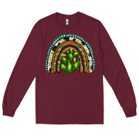 Burgundy western cactus rainbow Long Sleeve Tee - Zillion Design Studio