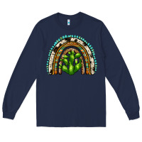 Navy western cactus rainbow Long Sleeve Tee - Zillion Design Studio
