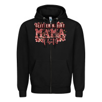 Black glitter and dirt mama of both girls Zipper Hoodie - Zillion Design Studio