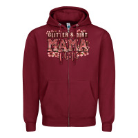 Burgundy glitter and dirt mama of both girls Zipper Hoodie - Zillion Design Studio