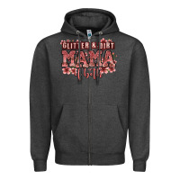 Charcoal Heather glitter and dirt mama of both girls Zipper Hoodie - Zillion Design Studio
