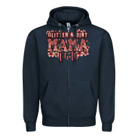 Navy glitter and dirt mama of both girls Zipper Hoodie - Zillion Design Studio