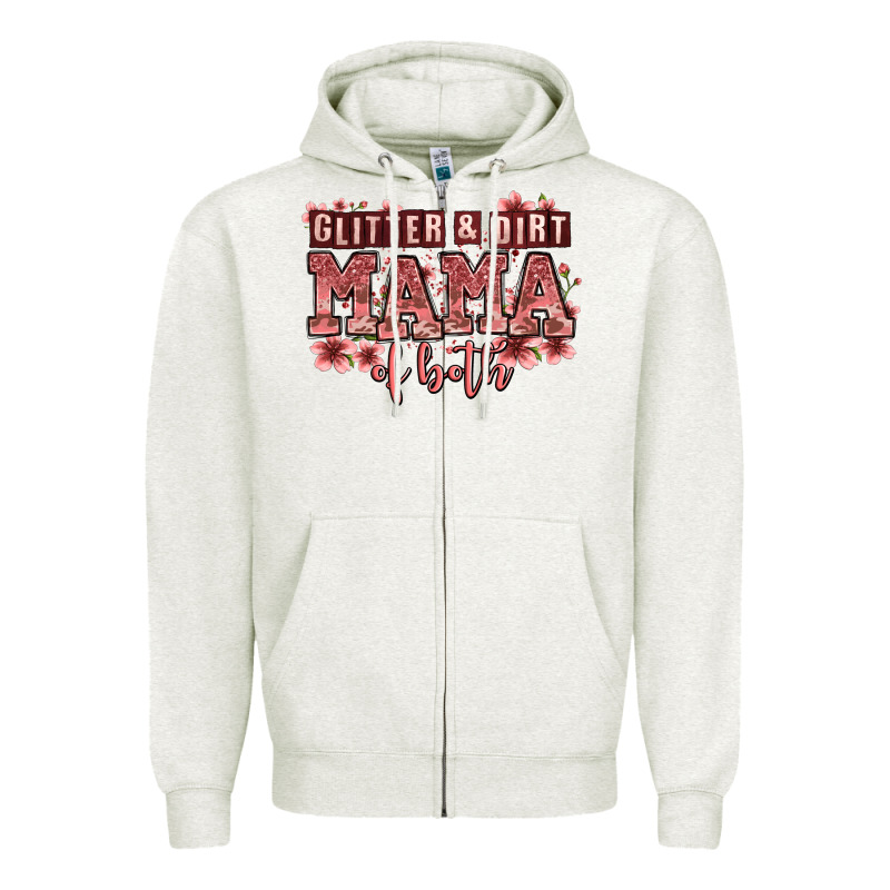 Glitter And Dirt Mama Of Both Girls Zipper Hoodie by Zillion Design Studio | Teevron