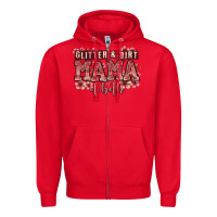Red glitter and dirt mama of both girls Zipper Hoodie - Zillion Design Studio