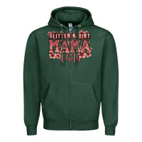 Sports Green glitter and dirt mama of both girls Zipper Hoodie - Zillion Design Studio