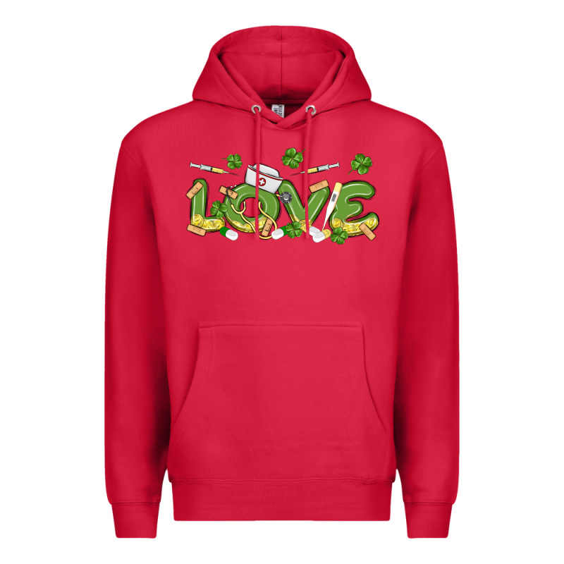 St Patricks Love Nurse Premium Hoodie by MaliasSmallBusiness | Teevron