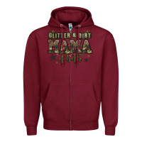 Burgundy glitter and dirt mama of both Zipper Hoodie - Zillion Design Studio