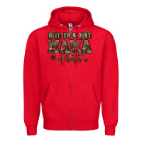 Red glitter and dirt mama of both Zipper Hoodie - Zillion Design Studio
