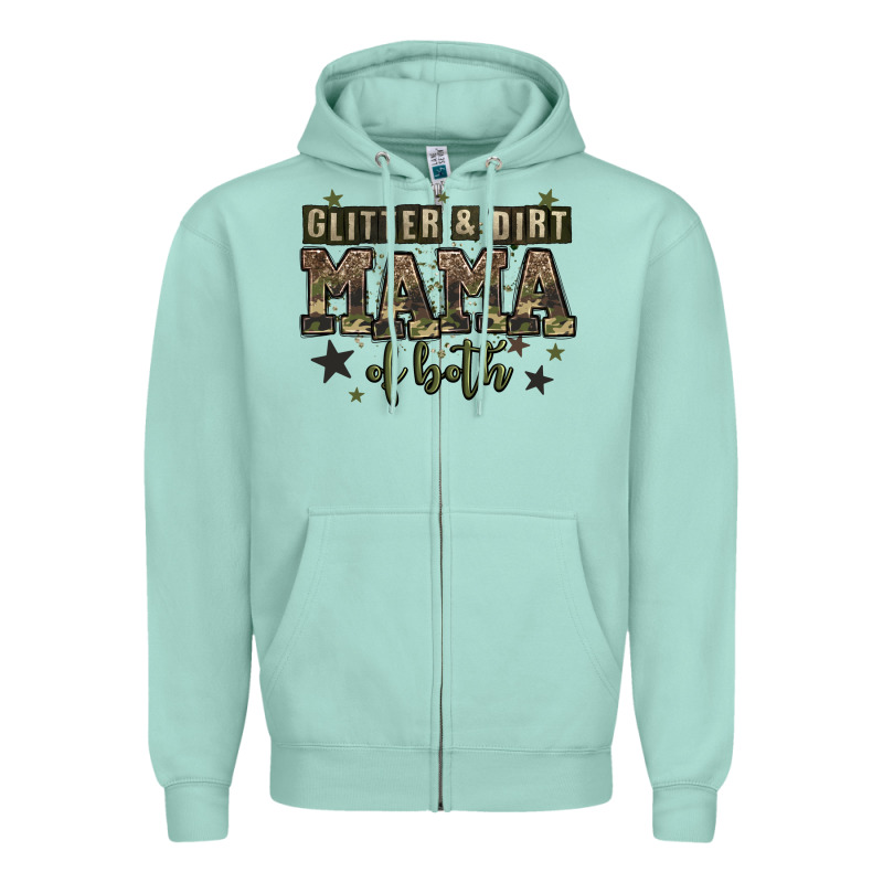 Glitter And Dirt Mama Of Both Zipper Hoodie by Zillion Design Studio | Teevron