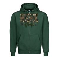 Sports Green glitter and dirt mama of both Zipper Hoodie - Zillion Design Studio