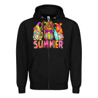 Black hello summer gnomes Zipper Hoodie - Zillion Design Studio