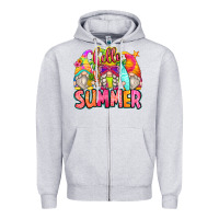 Heather Grey hello summer gnomes Zipper Hoodie - Zillion Design Studio