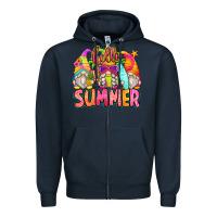 Navy hello summer gnomes Zipper Hoodie - Zillion Design Studio