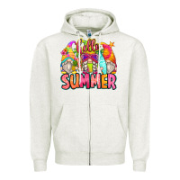 Oatmeal Heather hello summer gnomes Zipper Hoodie - Zillion Design Studio
