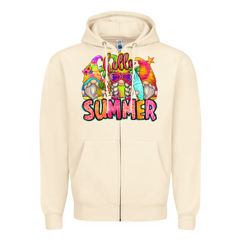 Hello Summer Gnomes Zipper Hoodie by Zillion Design Studio | Teevron