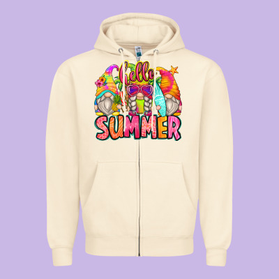 Hello Summer Gnomes Zipper Hoodie Designed By Zillion Design Studio
