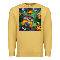Antique Gold halloween bus and pumpkin seamless pattern Premium Sweatshirt - BundleAndBundleShop