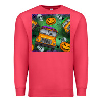 Halloween Bus And Pumpkin Seamless Pattern Premium Sweatshirt | Teevron