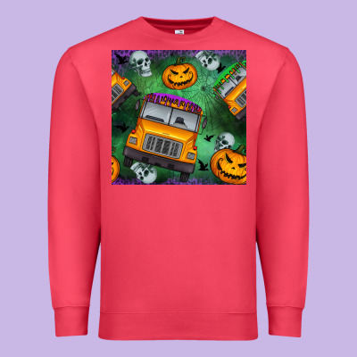 Halloween Bus And Pumpkin Seamless Pattern Premium Sweatshirt Designed By Bundleandbundleshop