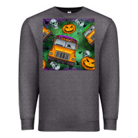 Charcoal Heather halloween bus and pumpkin seamless pattern Premium Sweatshirt - BundleAndBundleShop