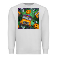 Dove Grey halloween bus and pumpkin seamless pattern Premium Sweatshirt - BundleAndBundleShop