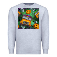 Heather Grey halloween bus and pumpkin seamless pattern Premium Sweatshirt - BundleAndBundleShop