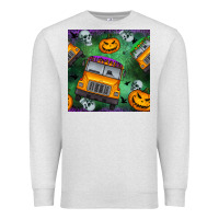 Oatmeal Heather halloween bus and pumpkin seamless pattern Premium Sweatshirt - BundleAndBundleShop
