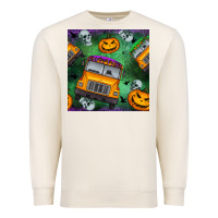 Sandshell halloween bus and pumpkin seamless pattern Premium Sweatshirt - BundleAndBundleShop