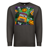 Smoke halloween bus and pumpkin seamless pattern Premium Sweatshirt - BundleAndBundleShop