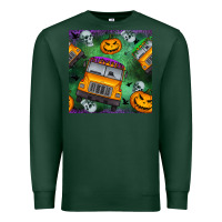 Sports Green halloween bus and pumpkin seamless pattern Premium Sweatshirt - BundleAndBundleShop