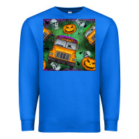True Royal halloween bus and pumpkin seamless pattern Premium Sweatshirt - BundleAndBundleShop