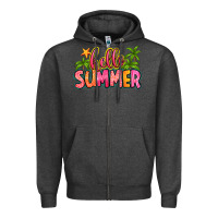 Charcoal Heather hello summer Zipper Hoodie - Zillion Design Studio
