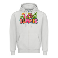 Dove Grey hello summer Zipper Hoodie - Zillion Design Studio