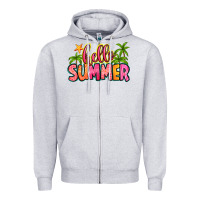 Heather Grey hello summer Zipper Hoodie - Zillion Design Studio