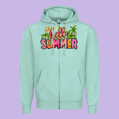 Hello Summer Zipper Hoodie Designed By Zillion Design Studio