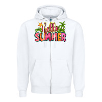 White hello summer Zipper Hoodie - Zillion Design Studio
