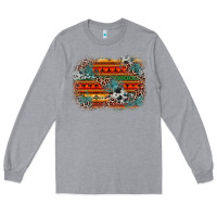 Heather Grey leopard aztec background Long Sleeve Tee - Zillion Design Studio