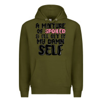 Army Green a mixture of spoiled and ill get it my damn self Premium Hoodie - MaliasSmallBusiness
