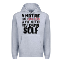 Heather Grey a mixture of spoiled and ill get it my damn self Premium Hoodie - MaliasSmallBusiness