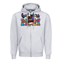 Heather Grey hot mess mom messy bun Zipper Hoodie - Zillion Design Studio