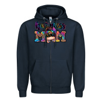 Navy hot mess mom messy bun Zipper Hoodie - Zillion Design Studio