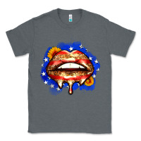 Charcoal Heather leopard american flag lips Classic Tee - Zillion Design Studio