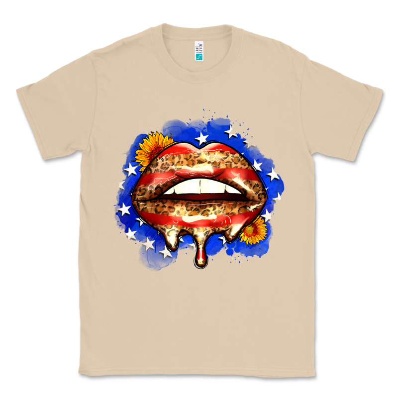 Leopard American Flag Lips Classic Tee by Zillion Design Studio | Teevron