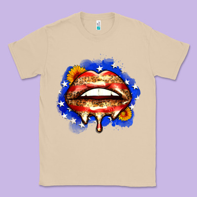 Leopard American Flag Lips Classic Tee Designed By Zillion Design Studio