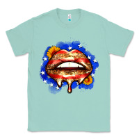 Seafoam leopard american flag lips Classic Tee - Zillion Design Studio