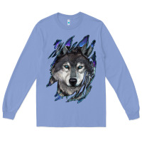Colony Blue wolf scratch mark Long Sleeve Tee - RanaPortraitStore