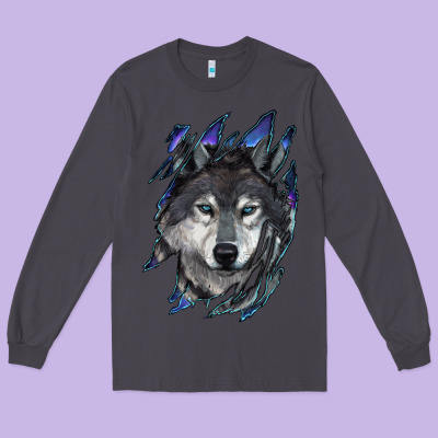 Wolf Scratch Mark Long Sleeve Tee Designed By Ranaportraitstore