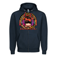 Navy hot mom summer messy bun Zipper Hoodie - Zillion Design Studio