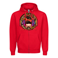 Red hot mom summer messy bun Zipper Hoodie - Zillion Design Studio